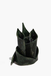 CERAMIC TRIPLE CANDLESTICK HOLDER | FOREST GLAZE
