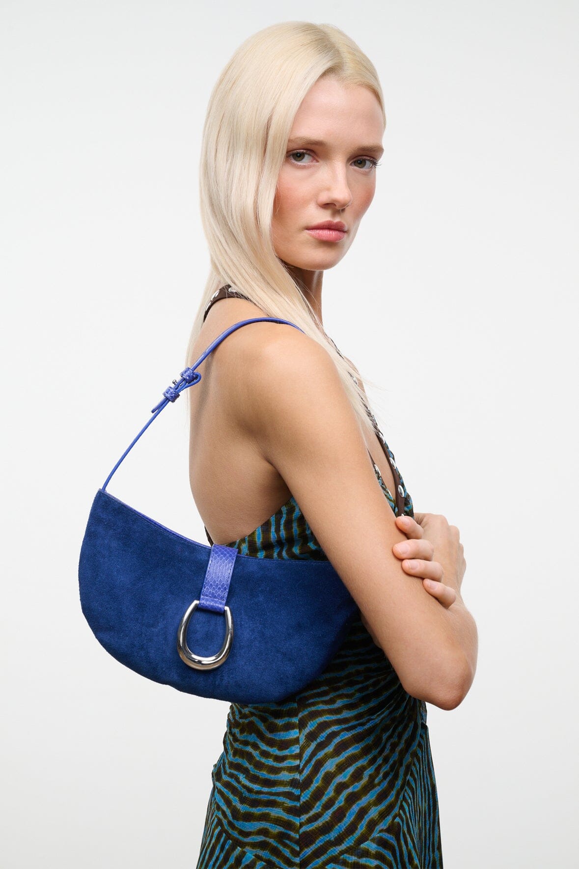 HARLOW CRESCENT SHOULDER BAG | COBALT