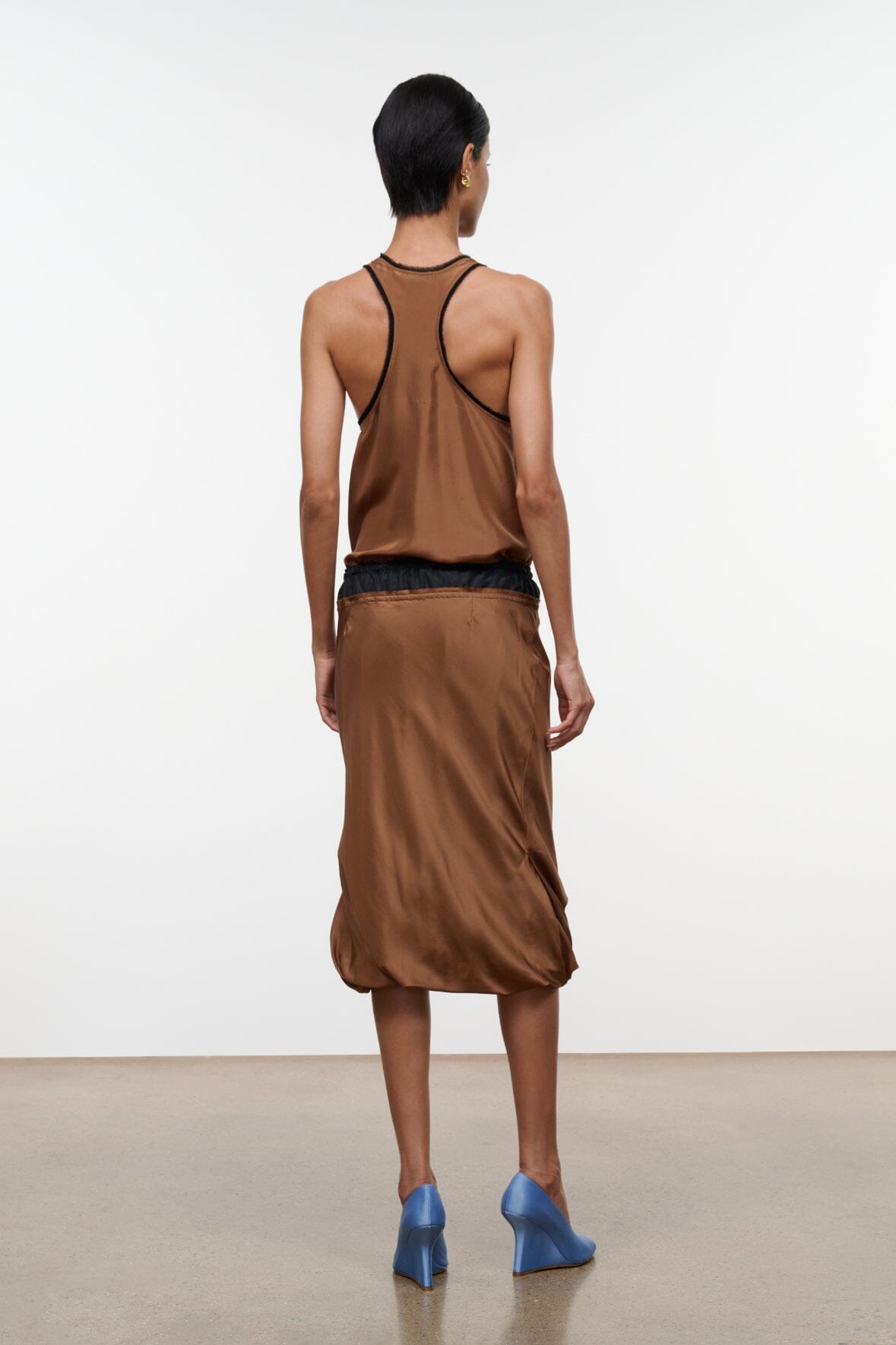 ODETTE SILK SKIRT | CIGAR BLACK